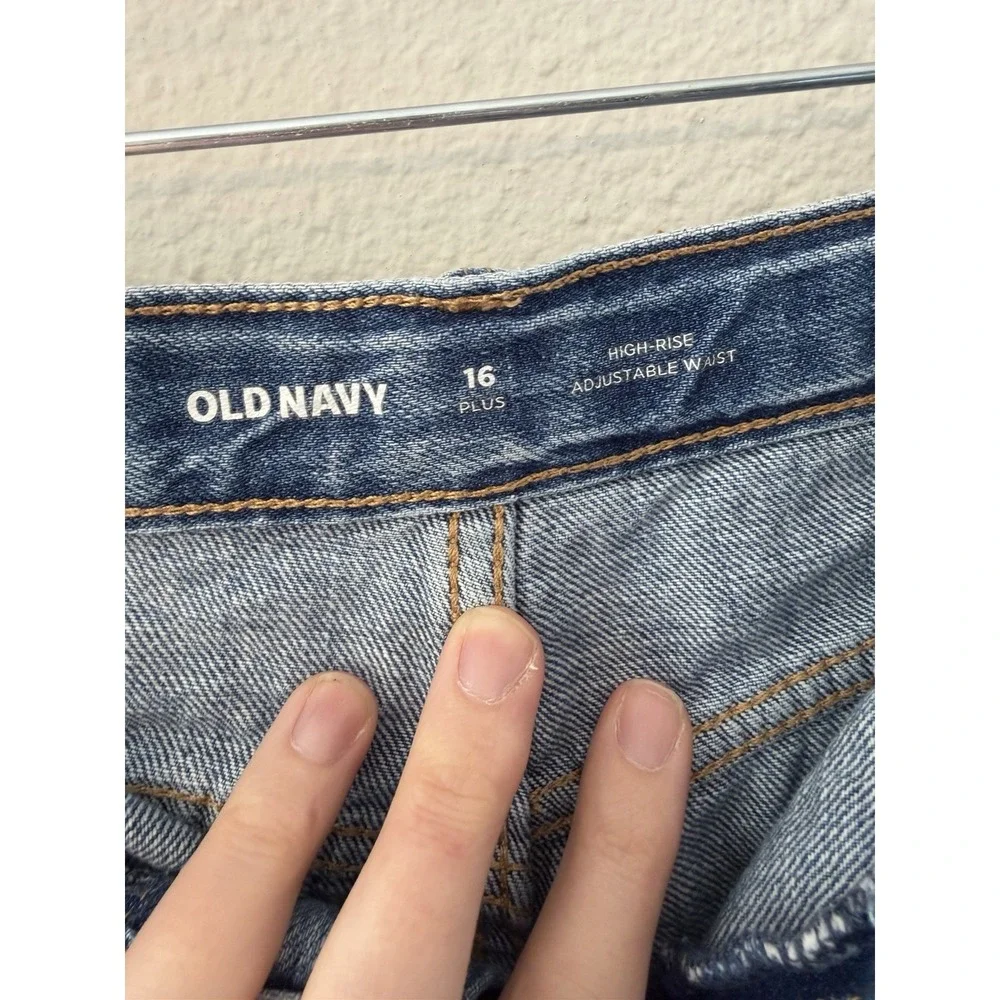 Old Navy Shorts Girls 16 Plus‎ Adjustable Waist Blue Denim High Rise Raw Hem